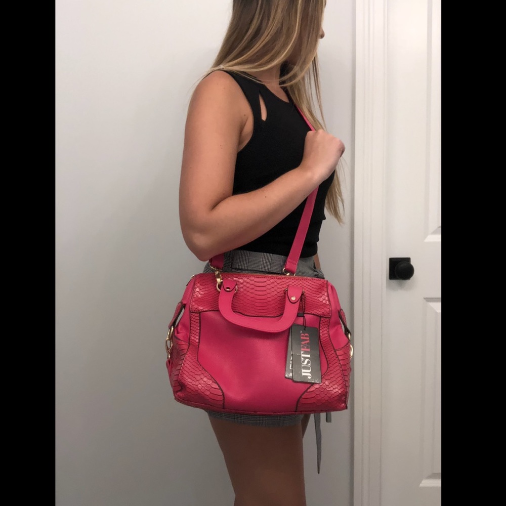 Pink faux leather purse